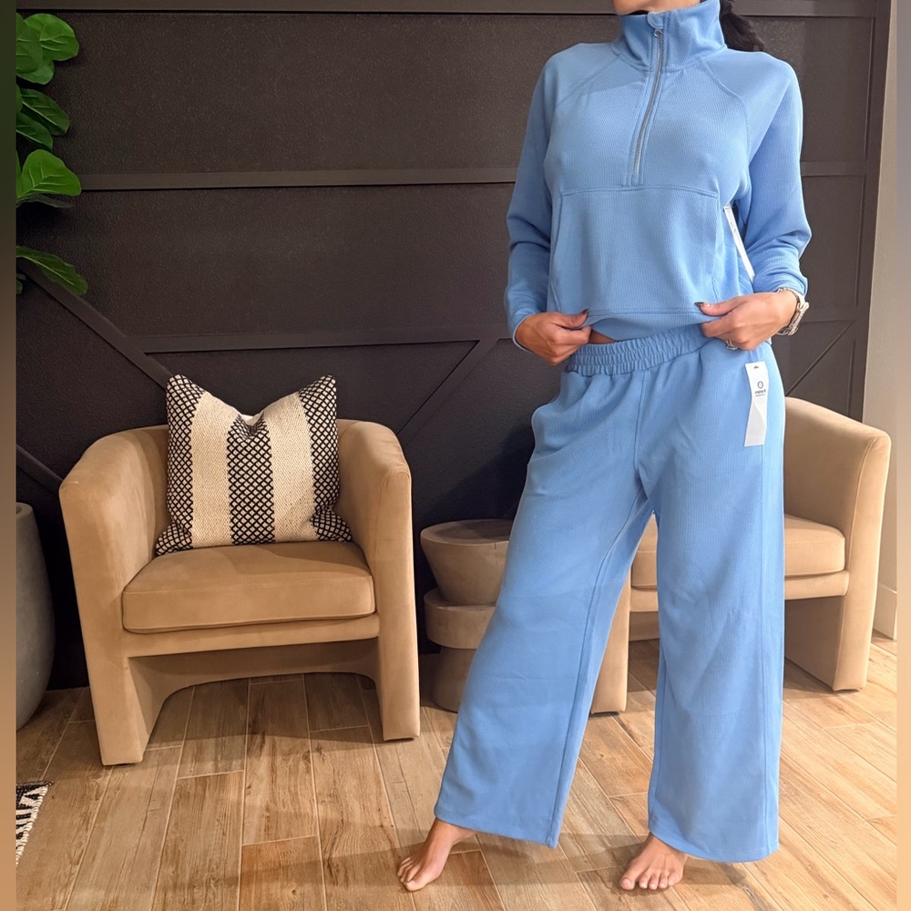 #303 Blue Quarter-Zip Lounge Set